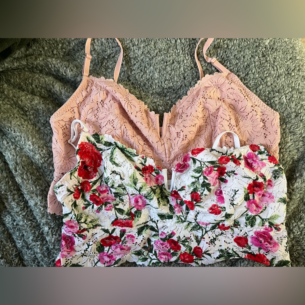 Long Line Square Neck Lace Bralette Sold Together